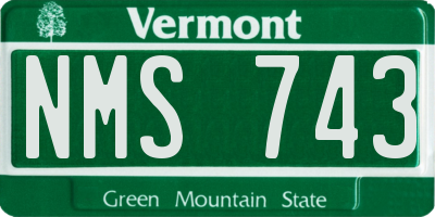 VT license plate NMS743