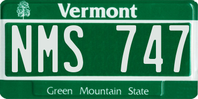 VT license plate NMS747