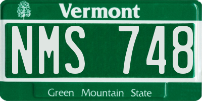 VT license plate NMS748