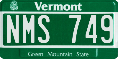 VT license plate NMS749