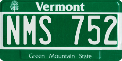 VT license plate NMS752