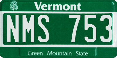 VT license plate NMS753