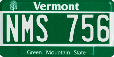 VT license plate NMS756