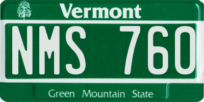 VT license plate NMS760