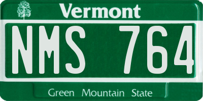 VT license plate NMS764