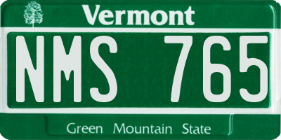 VT license plate NMS765