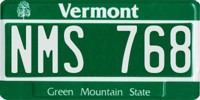 VT license plate NMS768