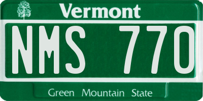 VT license plate NMS770