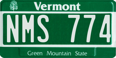 VT license plate NMS774