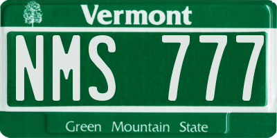 VT license plate NMS777