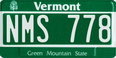 VT license plate NMS778