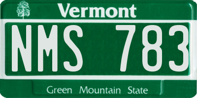 VT license plate NMS783