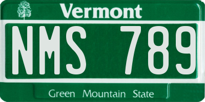 VT license plate NMS789