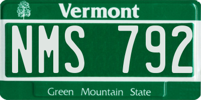 VT license plate NMS792