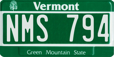 VT license plate NMS794
