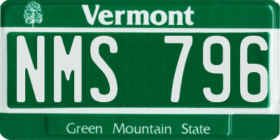 VT license plate NMS796