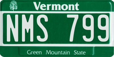 VT license plate NMS799