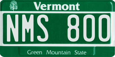 VT license plate NMS800