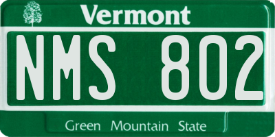 VT license plate NMS802