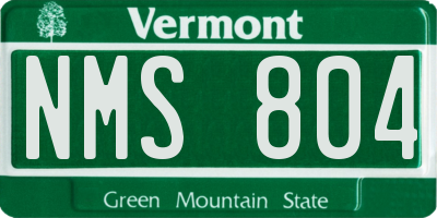 VT license plate NMS804