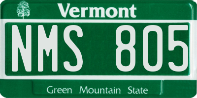 VT license plate NMS805