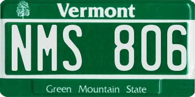 VT license plate NMS806
