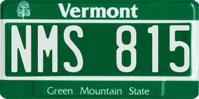 VT license plate NMS815
