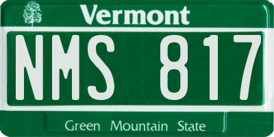 VT license plate NMS817