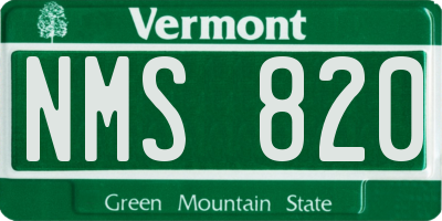 VT license plate NMS820