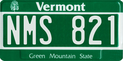 VT license plate NMS821