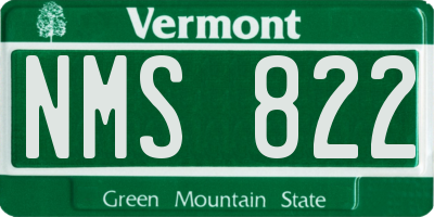 VT license plate NMS822