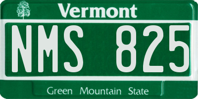 VT license plate NMS825