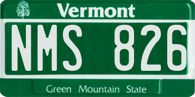 VT license plate NMS826