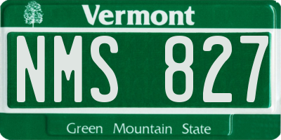 VT license plate NMS827
