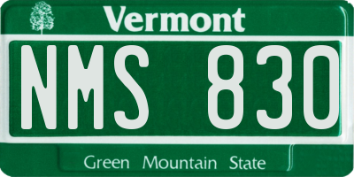 VT license plate NMS830