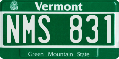 VT license plate NMS831