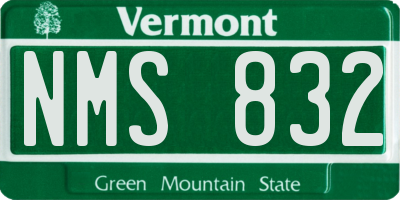 VT license plate NMS832