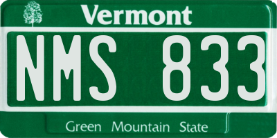 VT license plate NMS833