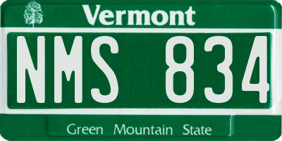 VT license plate NMS834