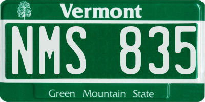 VT license plate NMS835