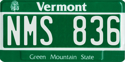 VT license plate NMS836