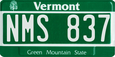 VT license plate NMS837