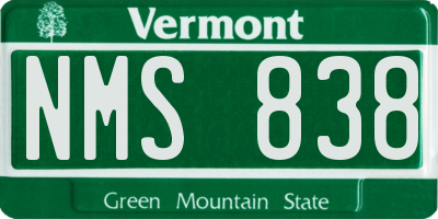 VT license plate NMS838