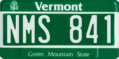 VT license plate NMS841