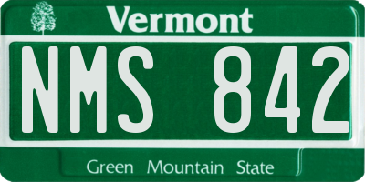 VT license plate NMS842