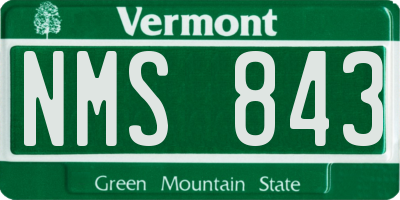 VT license plate NMS843