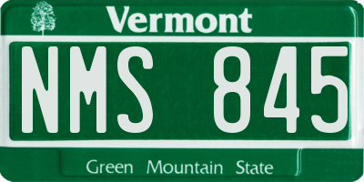 VT license plate NMS845