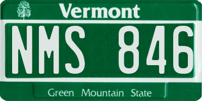 VT license plate NMS846