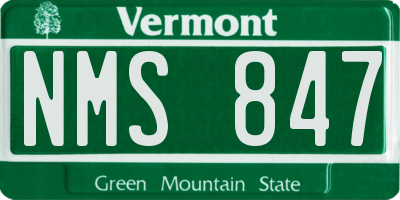 VT license plate NMS847