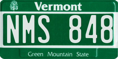 VT license plate NMS848